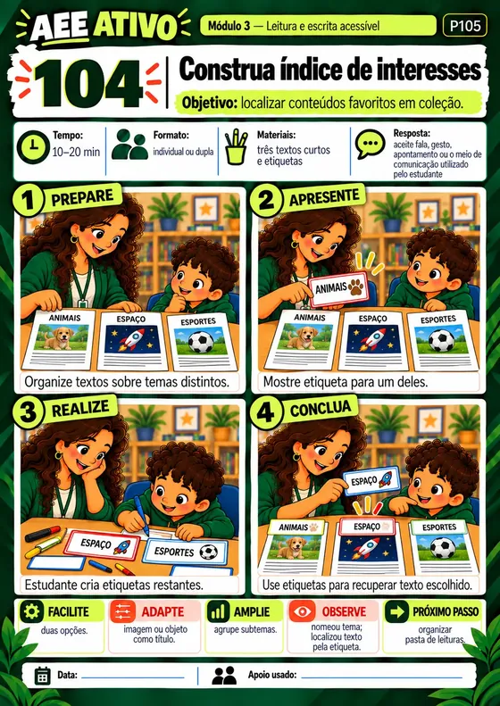 Exemplo do material: Leitura e escrita acessível